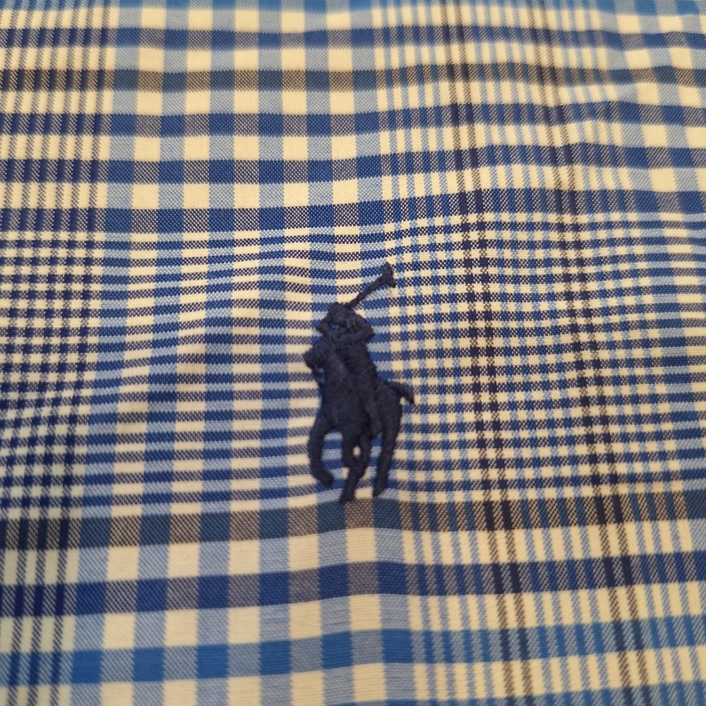 Polo Ralph Lauren Buttondown Mens 2XB Blue Plaid Performance Blue White LS Shirt - Picture 3 of 8